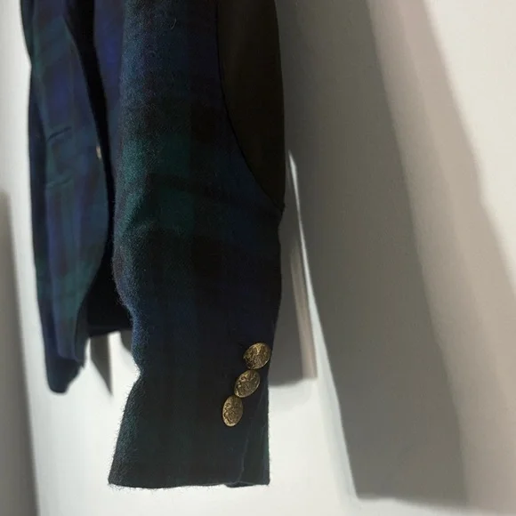 J. Crew Women's Tartan Blazer - Navy and Forest Green - Picture 5 of 12
